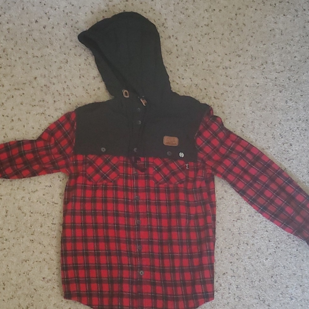 M Key St.(PACSUN Brand) Button up Flannel Hoodie